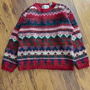 VTG Chunky Cable Knit Patterned Allison Smith Womens Small Cabincore Cottagecore